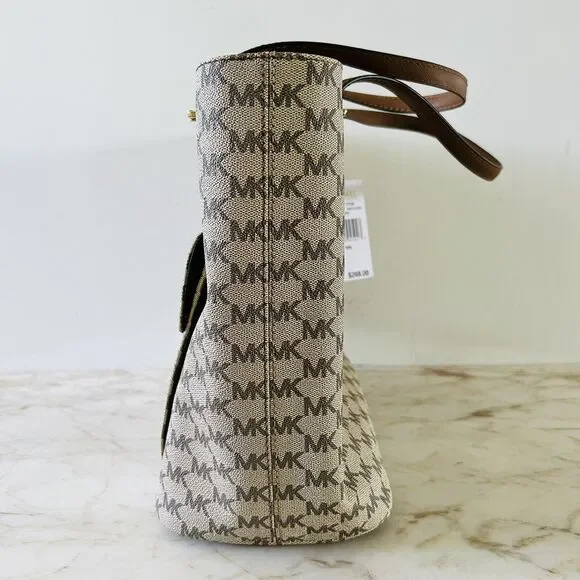 MICHAEL KORS Jet Set Item Natural Luggage Large Pocket Multi Function Tote Bag - Picture 6 of 9